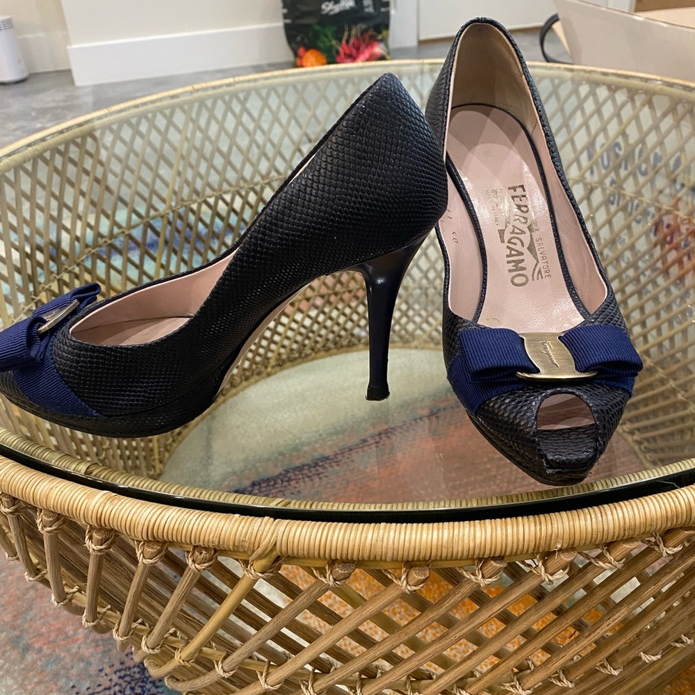 Ferragamo peep toe 4 inch heels!